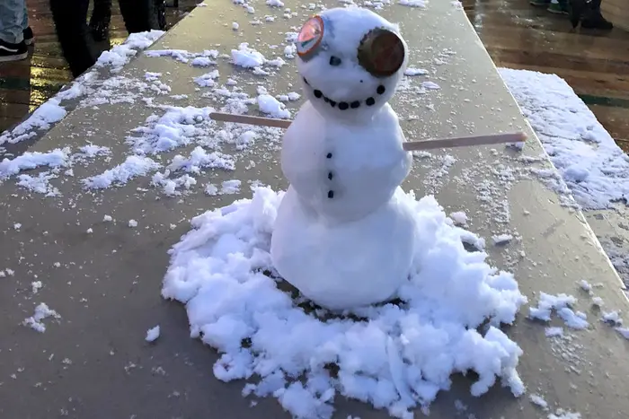 A photo of a snowman